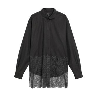 Fendi Lange Mouwen Shirt - Heren - Overhemden - Zwart - Maat: L Wol