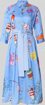 Milano Milano Italy Hemdblusenkleid mit Bindeg&uuml;rtel in Hellblau, Gr&ouml;&szlig;e 34