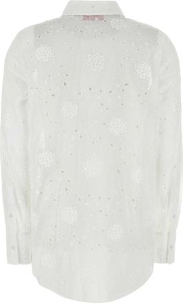 Valentino Garavani Womens White Cotton Shirt Avorio Exterior: Camicie