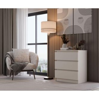 Topeshop Cassettiera mobile 3 cassetti malwa M3 cashmere beige per casa per ufficio