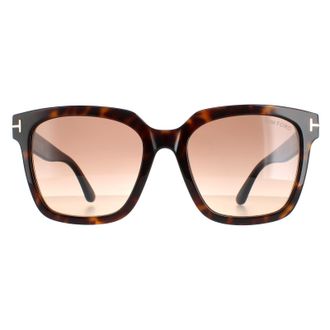 Tom Ford Square Womens Shiny Dark Havana Brown Gradient Selby FT0952 - One Size