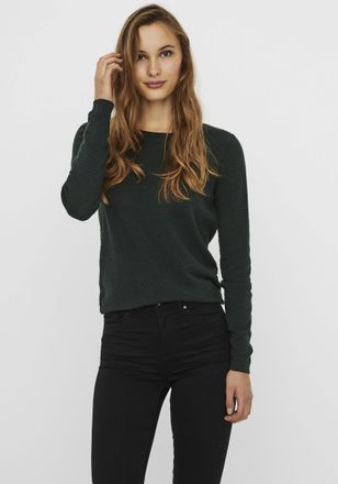 Vero Moda Rundhalspullover VERO MODA VMCARE STRUCTURE LS O-NECK BLOUSE, Damen, Gr. XL, gr&uuml;n (pine grove), Strick, Obermaterial: 100% Baumwolle, Strukturmuster, 
