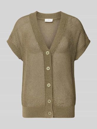 Fynch-Hatton Fynch-Hatton Cardigan aus Viskose-Mix mit V-Ausschnitt in Oliv, Gr&ouml;&szlig;e XXL