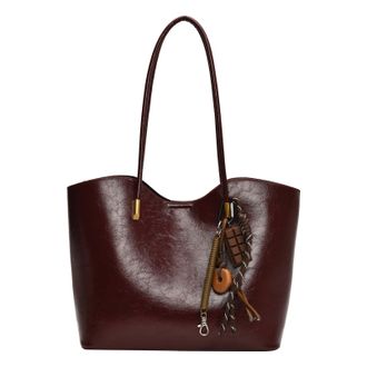 Generic Kexpery Womens Plain PU Leather Handbag with Zipper Large Capacity Tote Bag for Travel Shopping Work