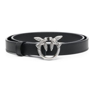 Pinko Love Birds Leren Riem - Dames - Riemen - Zwart - XS - Leer - Accessoires