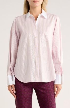 Derek Lam Wesley Sequin Embellished Button-Up Shirt in Primrose/Oregano at Nordstrom Rack, Size X-Small