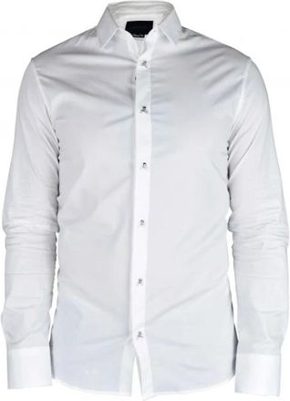 Philipp Plein LS Skull Shirt - Heren - Zakelijke Overhemden - Wit - S - Katoen - Overhemden