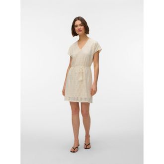 Vero Moda Korte jurk met borduursel, V-hals en ceintuur