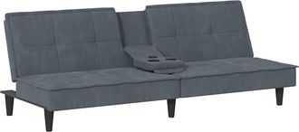 vidaXL Sof&aacute; Cama Con Portavasos Terciopelo Gris Oscuro Vidaxl