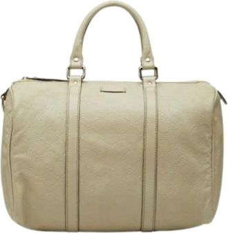Gucci Pre-owned Weekend Bags, female, Beige, Size: ONE SIZE Pre-owned Leather Weekend Bag