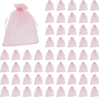 OEM Juego De 400 Bolsas Grandes De Organza Rosa, Estilo Rubor, 17x23 Cm, Bolsas De Regalo De Malla, Bolsitas De Joyer&iacute;a Con Cord&oacute;n Para Navidad Y Bodas