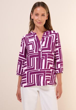 Cecil Druckbluse CECIL, Damen, Gr. XS (36), rosa (anemone pink), Web, Obermaterial: 88% Viskose, 12% Nylon, bedruckt, bequem h&uuml;ftbedeckend, Rundhals, Blusen