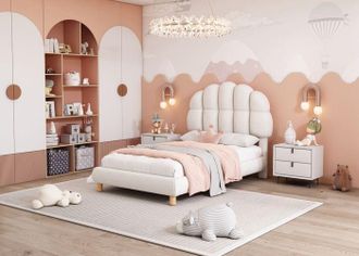 OEM Cama Simple 90 X 200 Cm Con Somier De Lamas En La Habitaci&oacute;n Cama Para Adultos - Blanco