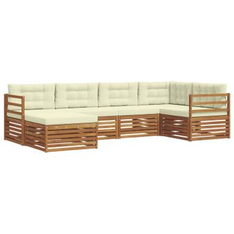 vidaXL Conjunto De Sof&aacute;s De Exterior Con Coj&iacute;n 6 Pcs Natural Y Crema Vidaxl