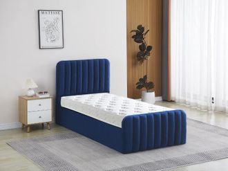 Kosy Koala Ottoman Gas Lift Storage Bed 3ft Single & 1 Mattress Blue Velvet Bedroom