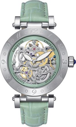 Empress Theodora Automatic Skeleton Leather-Band Watch in Green at Nordstrom
