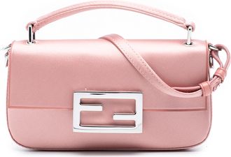 Fendi Pink Satin Baguette Phone Pouch Satchel