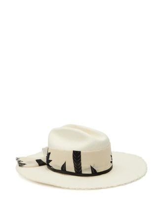 Sensi Studio printed long-brim scarf sun hat - Toni neutri