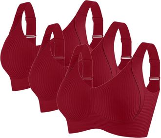 Generic 2/3 Pack Bras for Women Non Wired Seamless Wireless Push Up Bra Comfort Ribbed Plunge Bras Soft Support Full Coverage Everyday Bralettes with Adjustab