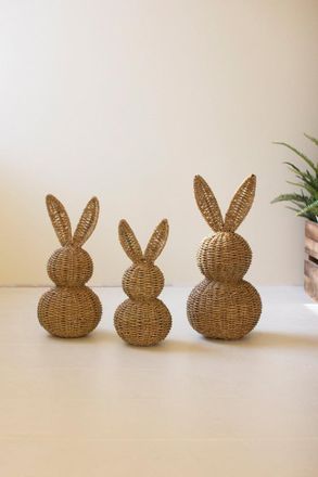 Kalalou Set Of Three Woven Vine Easter Rabbits