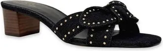 Shushop Guinivere Studded Slide Sandal in Black Denim at Nordstrom, Size 7.5