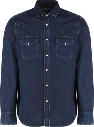 Moorer Denim shirt met twee zakken - Heren - Spijkeroverhemden - Blauw - 2XL - Denim - Overhemden