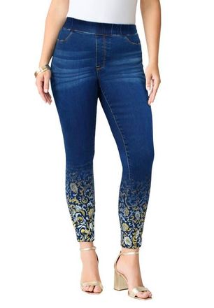 Roaman's Plus Size 360&deg; Stretch Jegging in Metallic Paisley Ombre at Nordstrom, Size 26