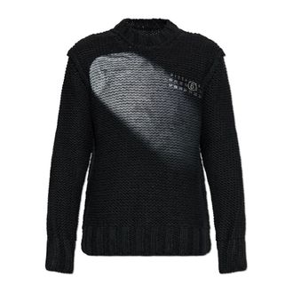 Maison Margiela Round-neck Knitwear, male, Black, Size: XL Turtleneck With Print
