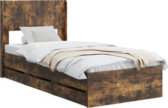vidaXL Estructura De Cama Con Almacenamiento Y Cabecero Roble Ahumado Vidaxl