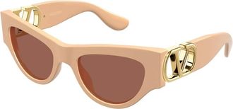 Valentino Cat Eye Zonnebril - Dames - Accessoires - Roze - Maat: 55 MM Nylon