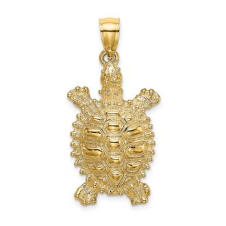 Diamond2Deal 14k Yellow Gold Large Land Turtle Charm Pendant