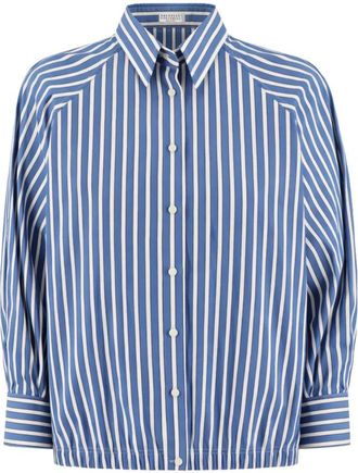 Brunello Cucinelli Shirts, female, Multicolor, L, Refined Striped Shirt