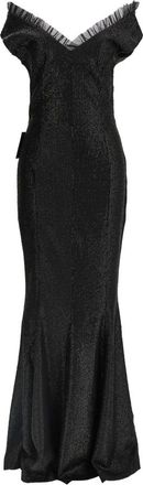 Norma Kamali Double Drop Shoulder Grace Fishtail Gown - Dames - Avondkleed - Zwart - S - Polyester - Kleedjes