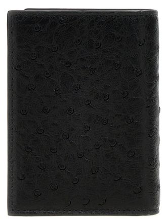 Valentino Garavani Mens Black Ostrich Skin Cardholder Accessory