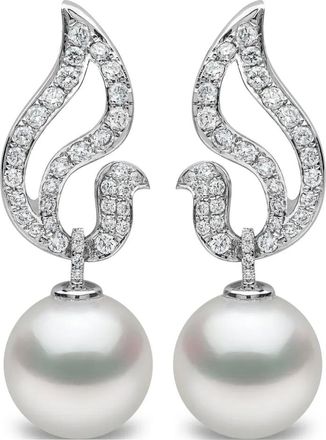 Yoko London Orecchini Duchess pendenti in oro bianco 18 carati con diamanti e perle - Argento