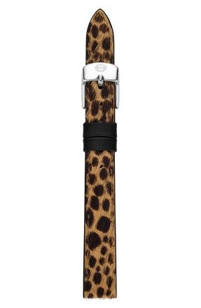 Michele 12mm Leopard Print Genuine Calf Hair Watch Band in Leopard Multi at Nordstrom