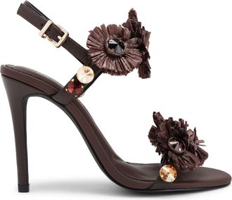 Kurt Geiger Womens Leather Roxie Heel Sandals - Brown - Size UK 4