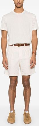 Tom Ford Mens T-Shirt Ribbed Crewneck Ivory Cotton T-Shirts And Polos