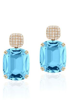 Goshwara Gossip Cushion Cut Drop Earrings in Pale Blue at Nordstrom