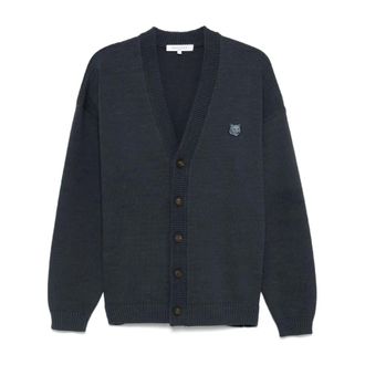 Maison Kitsun&eacute; Slate Grey Knitwear Cardigan - male - Maison Kitsun&eacute; - Cardigans - Gray - XL - Knitwear