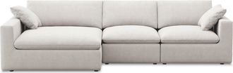 Castlery Modular Customized Wide Chaise Sectional Sofa with Machine Washable Covers and Feather-filled Cushions - Ivory by Castlery