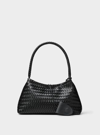 Simons Womens Basketweave faux-leather baguette bag
