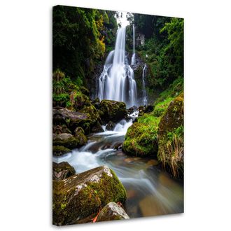 Feeby Cuadro En Lienzo, Paisaje Cascada Monta&ntilde;a Naturaleza, 80x120