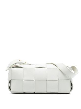 Bottega Veneta Borsa a spalla Intrecciato Brick Cassette piccola in pelle di agnello 2012-2025 - Bianco