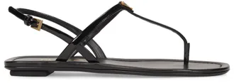 Prada Womens Flip-Flops Patent Leather Black Calfskin Sandal