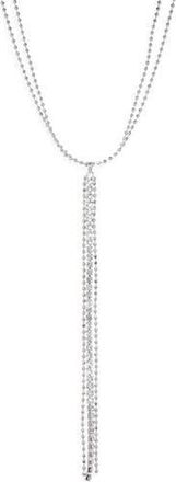 Nordstrom Rack Ball Chain Tassel Lariat Necklace in Clear- Silver at Nordstrom Rack