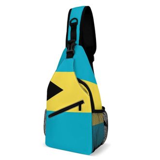 Generic Bahamas Flag Unisex Shoulder Bags Casual Crossbody Chest Bag Sling Backpack for Hiking Cycling Travel