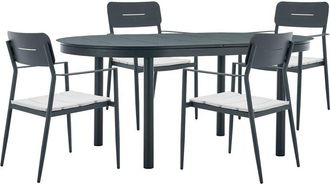 Vente-Unique Sala da pranzo da giardino alluminio: tavolo allun. L.170/240 4 poltrone impilabili Antracite lottys di mylia