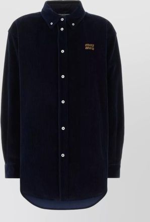 Miu Miu corduroy shirt button down collar patches
