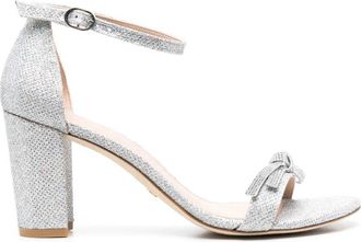 Stuart Weitzman glittered leather sandals - women - Calf Leather/Fabric/Calf Leather - 38,5 - Silver